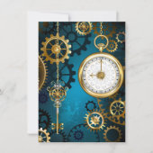 Steampunk turquoise Achtergrond met tandwielen Kaart (Voorkant)