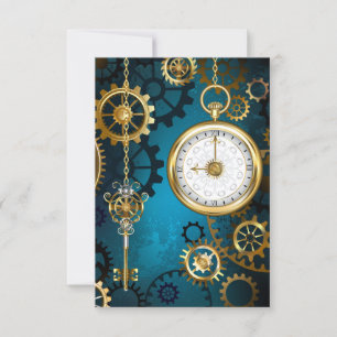 Steampunk turquoise Achtergrond met tandwielen Kaart