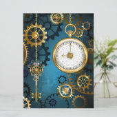 Steampunk turquoise Achtergrond met tandwielen Kaart (Staand voorkant)