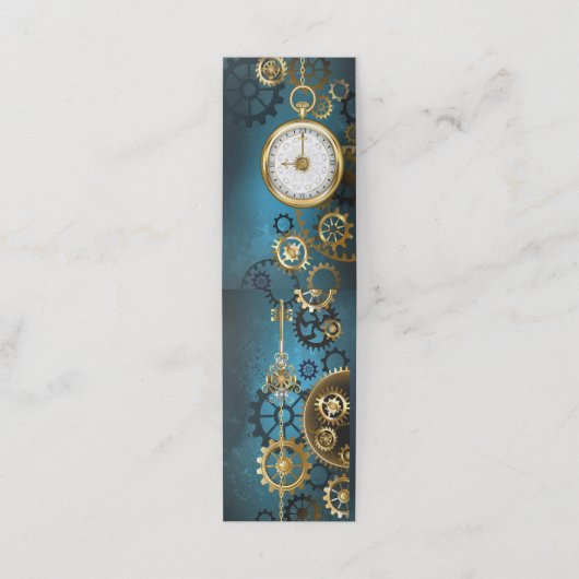 Steampunk turquoise achtergrond met tandwielen klantenkaartje (Buitenkant ongevouwen)