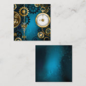 Steampunk turquoise Achtergrond met tandwielen Klantenkaartje (Voorkant / Achterkant)