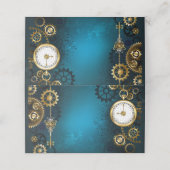 Steampunk turquoise Achtergrond met tandwielen Klantenkaartje (Buitenkant ongevouwen)