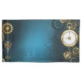 Steampunk turquoise Achtergrond met tandwielen Kussensloop (Voorkant)