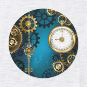 Steampunk turquoise Achtergrond met tandwielen Labels (Design 2)