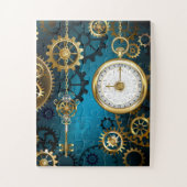 Steampunk turquoise Achtergrond met tandwielen Legpuzzel (Verticaal)
