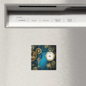 Steampunk turquoise achtergrond met tandwielen magneet (Insitu (Vaatwasser))