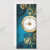 Steampunk turquoise Achtergrond met tandwielen Magnetische Uitnodiging (Voorkant)