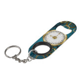 Steampunk turquoise achtergrond met tandwielen mini flessenopener (Voorkant Gekanteld)
