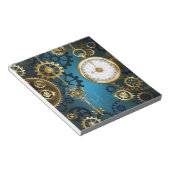 Steampunk turquoise Achtergrond met tandwielen Notitieblok (Schuin)