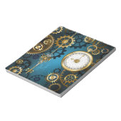 Steampunk turquoise Achtergrond met tandwielen Notitieblok (Linkerzijde)