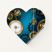 Steampunk turquoise achtergrond met tandwielen notitieboek (Achterkant)