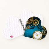Steampunk turquoise achtergrond met tandwielen notitieboek (Binnen)