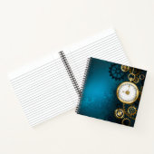 Steampunk turquoise Achtergrond met tandwielen Notitieboek (Binnen)