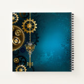 Steampunk turquoise Achtergrond met tandwielen Notitieboek (Achterkant)