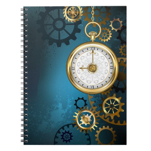 Steampunk turquoise Achtergrond met tandwielen Notitieboek (Voorkant)