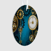 Steampunk turquoise Achtergrond met tandwielen Ornament (voorkant)