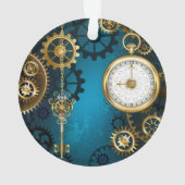 Steampunk turquoise Achtergrond met tandwielen Ornament (achterkant)