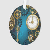 Steampunk turquoise Achtergrond met tandwielen Ornament (voorkant)