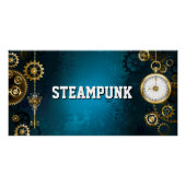 Steampunk turquoise Achtergrond met tandwielen Perfect Poster (Voorkant)