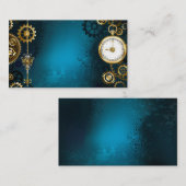 Steampunk turquoise achtergrond met tandwielen plaatskaartje (Voorkant / Achterkant)