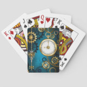 Steampunk turquoise Achtergrond met tandwielen Pokerkaarten (Achterkant)