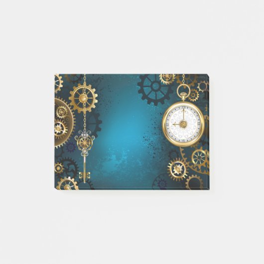 Steampunk turquoise Achtergrond met tandwielen Post-it® Notes (Voorkant)