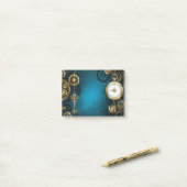 Steampunk turquoise Achtergrond met tandwielen Post-it® Notes (Op bureau)