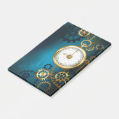 Steampunk turquoise Achtergrond met tandwielen Post-it® Notes (Schuin)