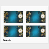 Steampunk turquoise Achtergrond met tandwielen Rechthoekige Sticker (Vel)