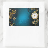 Steampunk turquoise Achtergrond met tandwielen Rechthoekige Sticker (Tas)