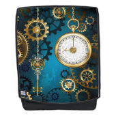 Steampunk turquoise Achtergrond met tandwielen Rugtassen (Voorkant)