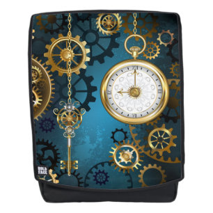 Steampunk turquoise Achtergrond met tandwielen Rugtassen