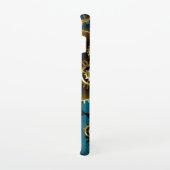 Steampunk turquoise Achtergrond met tandwielen Samsung Galaxy Hoesje (Rechterkant)