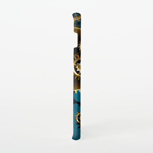 Steampunk turquoise Achtergrond met tandwielen Samsung Galaxy Hoesje (Rechterkant)