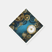 Steampunk turquoise Achtergrond met tandwielen Servet (Hoek)
