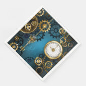 Steampunk turquoise Achtergrond met tandwielen Servet (Hoek)