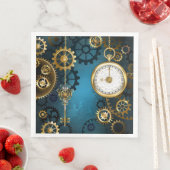 Steampunk turquoise Achtergrond met tandwielen Servet (Insitu)