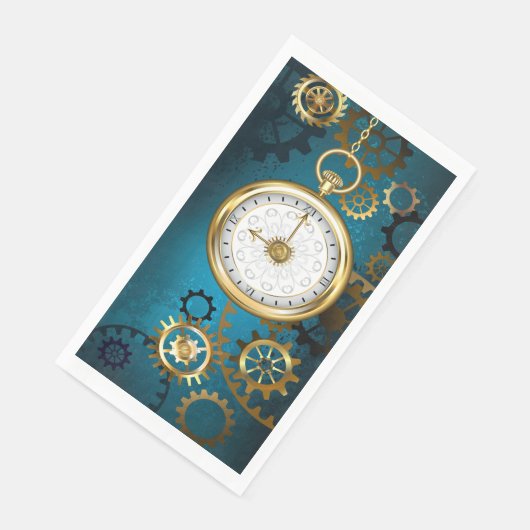 Steampunk turquoise Achtergrond met tandwielen Servet (Hoek)