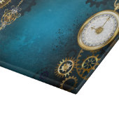 Steampunk turquoise Achtergrond met tandwielen Snijplank (Hoek)