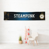 Steampunk turquoise achtergrond met tandwielen spandoek (Insitu)