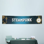 Steampunk turquoise achtergrond met tandwielen spandoek (Beurs)