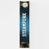 Steampunk turquoise achtergrond met tandwielen spandoek (Verticaal)