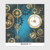 Steampunk turquoise Achtergrond met tandwielen Sticker (Vel)