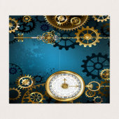Steampunk turquoise achtergrond met tandwielen visitekaartje (Buitenkant ongevouwen)