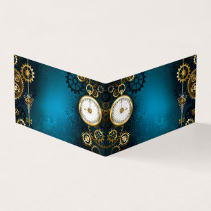 Steampunk turquoise Achtergrond met tandwielen Visitekaartje