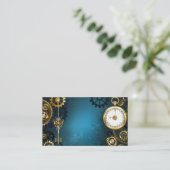 Steampunk turquoise Achtergrond met tandwielen Visitekaartje (Staand voorkant)