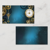 Steampunk turquoise Achtergrond met tandwielen Visitekaartje (Voorkant / Achterkant)