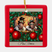 Steampunk Two Hearts Kerstmis Keramisch Ornament (Voorkant)