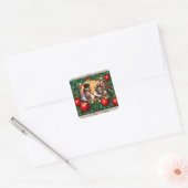 Steampunk Two Hearts Kerstmis Vierkante Sticker (Envelop)