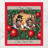 Steampunk Two Hearts Kerstmis Wijn Etiket (Enkel label)